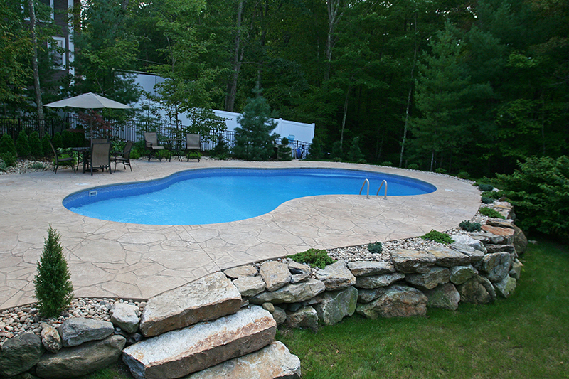 Swimming pool and stamped concrete project example 126
